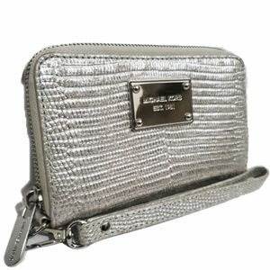 Michael Kors Metallic Silver Zip Around Wallet